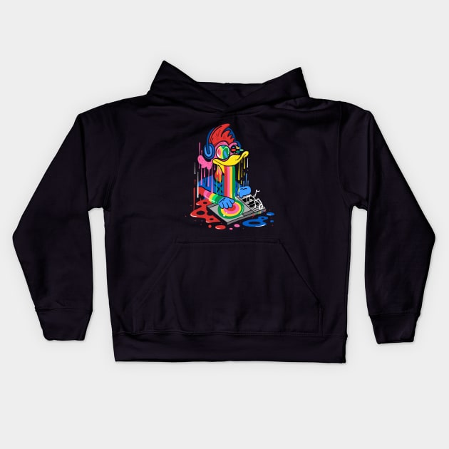 DJ Duck Kids Hoodie by ms_wearer